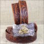 0189B 20 X 1 INCH JUSTIN TAN WESTERN EMBOSSED COWHIDE LEATHER CHILD BELT