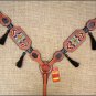 HILASON WESTERN LEATHER HORSE BREAST COLLAR TAN W/ BEADED INLAY
