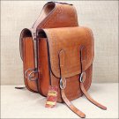 BG107F- HILASON WESTERN  LEATHER COWBOY TRAIL RIDE HORSE SADDLE BAG CHESTNUT
