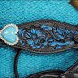 HILASON WESTERN LEATHER HORSE HEADSTALL BREAST COLLAR BLACK W/ TURQUOISE CONCHO