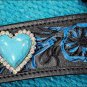HILASON WESTERN LEATHER HORSE HEADSTALL BREAST COLLAR BLACK W/ TURQUOISE CONCHO