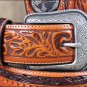 30x1 1/2" 3D NATURAL MENS WESTERN FASHION FLORAL LEATHER BELT REMOVABLE BUCKLE
