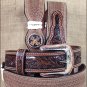 34x1 1/2" 3D BROWN MENS WESTERN FASHION FLORAL LEATHER BELT REMOVABLE BUCKLE