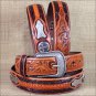 42x1 1/2" 3D NATURAL MENS WESTERN FASHION FLORAL LEATHER BELT REMOVABLE BUCKLE