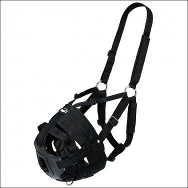 HORSE SIZE TOUGH 1 EASY BREATHE POLY NYLON HORSE V GRAZING MUZZLE BLACK