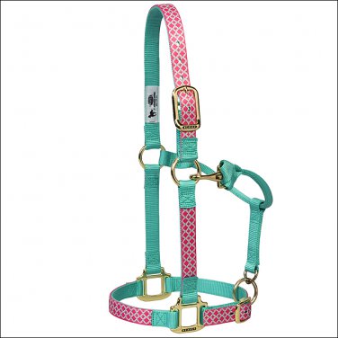 PINK TURQUOISE WEAVER QUATREFOIL ADJUSTABLE SNAP HALTER 1" LARGE HORSE