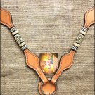 S529 HILASON WESTERN RAWHIDE BRAIDED LEATHER HORSE BREAST COLLAR TAN