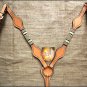 S529 HILASON WESTERN RAWHIDE BRAIDED LEATHER HORSE BREAST COLLAR TAN