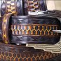 36" BROWN SILVER CREEK MIDNIGHT RIVER MEN & WOMEN EMBOSSED LEATHER BELT