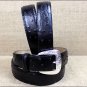 TONY LAMA MEN'S BLACK OSTRICH PRINT LEATHER DRESS BELT
