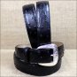 TONY LAMA MEN'S BLACK OSTRICH PRINT LEATHER DRESS BELT
