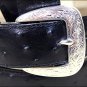 TONY LAMA MEN'S BLACK OSTRICH PRINT LEATHER DRESS BELT
