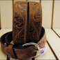 NEW BROWN SILVER CREEK CASUAL FORMAL WESTERN SCROLL TOOLED LEATHER MEN'S BELT