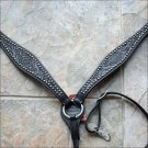 HILASON WESTERN LEATHER HORSE BREAST COLLAR BLACK FORAL HAND TOOL