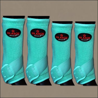 MED HILASON TURQUOISE HORSE FRONT REAR LEG PROTECTION ULTIMATE SPORTS BOOT 4PK