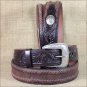 44x1 1/2" 3D DARK BROWN MEN WESTERN FASHION FLORAL LEATHER BELT REMOVABLE BUCKLE