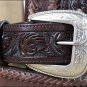 44x1 1/2" 3D DARK BROWN MEN WESTERN FASHION FLORAL LEATHER BELT REMOVABLE BUCKLE