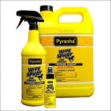 PYRANHA HORSE REPELS  WATER RESSISTENT WIPE N FLY PROTECTION SPRAY 4 OZ