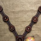 S549 NEW HILASON WESTERN LEATHER HORSE BREAST COLLAR DARK BROWN W/ SILVER SPOTS