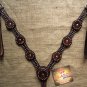 S549 NEW HILASON WESTERN LEATHER HORSE BREAST COLLAR DARK BROWN W/ SILVER SPOTS