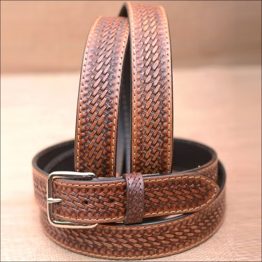 44" HILASON HAND MADE HEAVY DUTY BUFFALO HIDE LEATHER STICHED BELT
