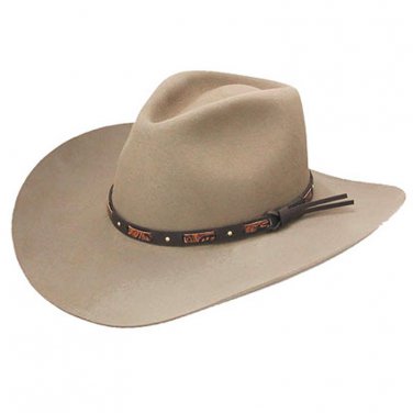 7 1/4 STETSON HUTCHINS STONE 3X WESTERN COWBOYS WOOL HATS LEATHER BAND