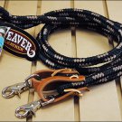 BLACK HUNTER GREEN 8ft WEAVER HORSE POLY ROPING REINS W/ LEATHER LACES LOOP ENDS