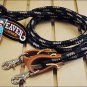 BLACK HUNTER GREEN 8ft WEAVER HORSE POLY ROPING REINS W/ LEATHER LACES LOOP ENDS