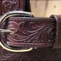 36" LEEGIN DARK BROWN WESTERN SCROLL TOOLED LEATHER MEN BELT 1-1/2" WIDE