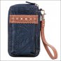 AMERICAN WEST LEATHER BANDANA CASTLE ROCK CELL PHONE CASE WALLET PURSE NAVY BLUE
