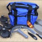 BLUE HILASON 10 PC PREMIUM HORSE GROOMING TOTE KIT  W/ PALM COMFORT TOOLS