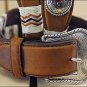 TONY LAMA BUCKAROO RAWHIDE CONCHO WESTERN LEATHER MAN'S BELT BROWN