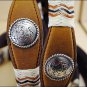 TONY LAMA BUCKAROO RAWHIDE CONCHO WESTERN LEATHER MAN'S BELT BROWN