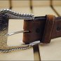 TONY LAMA BUCKAROO RAWHIDE CONCHO WESTERN LEATHER MAN'S BELT BROWN