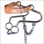 HILASON STAINLESS STEEL SHORT "S" HORSE HACKAMORE BIT LEATHER NOSE & CURB CHAIN