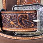 36X1 1/2" 3D NATURAL MENS WESTERN FASHION HAND TOOLED LEATHER BELT SILVER BUCKLE