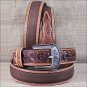 36X1 1/2" 3D NATURAL MENS WESTERN FASHION HAND TOOLED LEATHER BELT SILVER BUCKLE