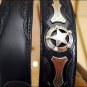 BLACK JUSTIN ODESSA WESTERN TOOLED LEATHER MEN'S BELT WITH SHOW STAR CONCHO