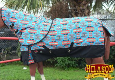 78" HILASON 1200D WATERPROOF POLY TURNOUT HORSE BLANKET NECK COVER AZTEC TRIBAL