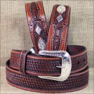 38 X 1 1/2" 3D TAN MEN'S WESTERN FASHION LEATHER BELT W/ SILVER CONCHO BUCKLE