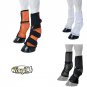 TOUGH 1 HORSE LEG FLY BOOTS MESH NEOPRENE LINED ELASTIC PAIR ORANGE/BLACK/WHITE