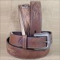 32x1 1/2" 3D BROWN MENS WESTERN FASHION CONCHO LEATHER BELT REMOVABLE BUCKLE