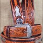 40x1 1/2" 3D NATURAL MENS WESTERN FASHION FLORAL LEATHER BELT REMOVABLE BUCKLE