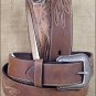 46x1 1/2" 3D BROWN MENS WESTERN FASHION CONCHO LEATHER BELT REMOVABLE BUCKLE