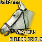 BB101-F HILASON WESTERN LEATHER BROWN BITLESS BITFREE BRIDLE WITH REINS