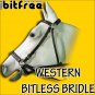 BB101-F HILASON WESTERN LEATHER BROWN BITLESS BITFREE BRIDLE WITH REINS