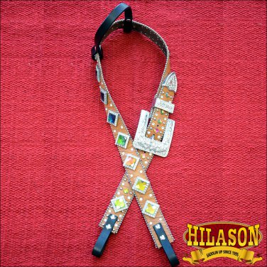 HILASON WESTERN LEATHER BELT STYLE ONE EAR HORSE HEADSTALL BLING CONCHO