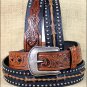 34 X 1 1/2" 3D BROWN BLACK MENS WESTERN FASHION LEATHER BELT REMOVABLE BUCKLE