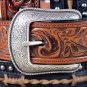 34 X 1 1/2" 3D BROWN BLACK MENS WESTERN FASHION LEATHER BELT REMOVABLE BUCKLE
