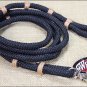 BLACK TAN 8ft WEAVER HORSE TACK BRAIDED NYLON ROPING REIN NICKLE PLATED SNAP